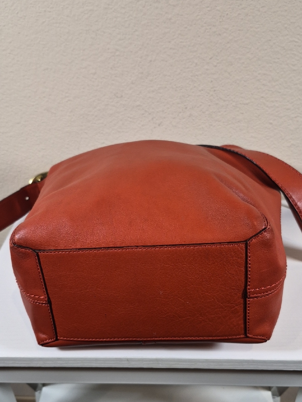 Coach Orange Leather Bleeker Duffle with Tattersall lining - Picture 12 of 16